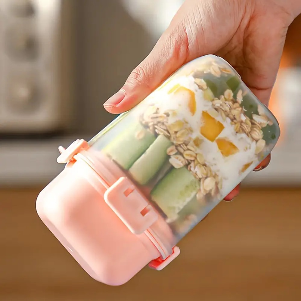 DoubleLayer Salad Cup With Ice Grids Spoon Seasoning Rack Salad Cups Crisper Cereal Yogurt Fruit St 5