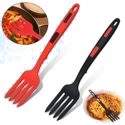 silicone flexible cooking forks, heat-resistant food fork for mixing, pasta noodle kitchen forks, non-stick, reusable
