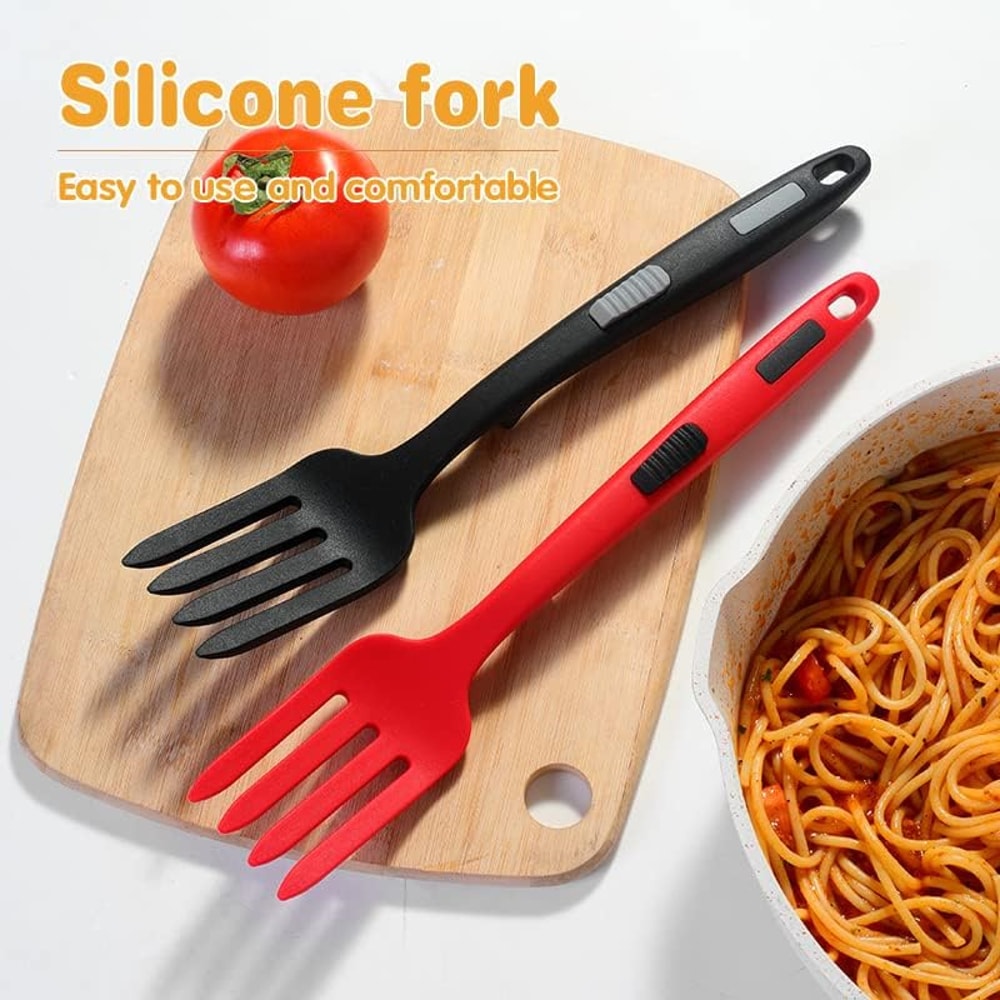 Silicone Flexible Cooking Forks HeatResistant Food Fork For Mixing Pasta Noodle Kitchen Forks Nonst 2