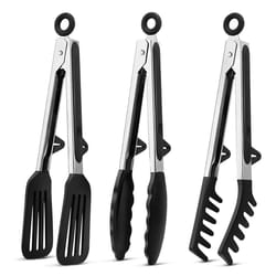 silicone kitchen cooking tongs set, stainless steel nonstick food tongs, non-slip cooking clip clamp, bbq salad grill