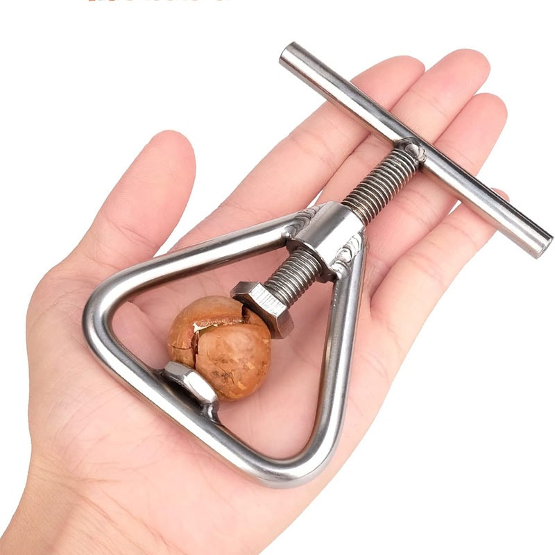 Stainless Steel Manual Nut Opener, Walnut Cracker, Adjustable Screw Mechanism for All Nuts, Durable Kitchen Gadget, Easy