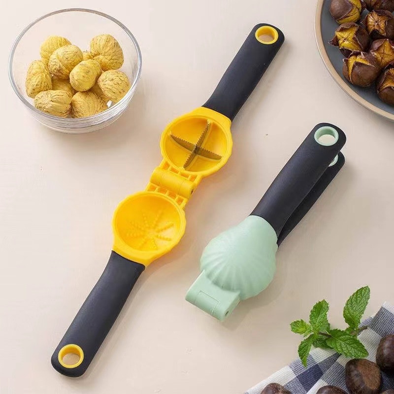 Multi-Purpose Nut Cracker Tool, Chestnut Clamp Ergonomic Chestnut Opener, Plastic Handles Nut Cracker Sheller Cutter
