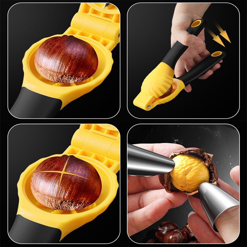 Multi-Purpose Nut Cracker Tool, Chestnut Clamp Ergonomic Chestnut Opener, Plastic Handles Nut Cracker Sheller Cutter