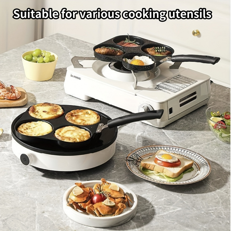 Cast Iron NonStick Omelette Pan Pancake Burger Cooker Ideal For Gas Electric Stoves MultiBurner De 4