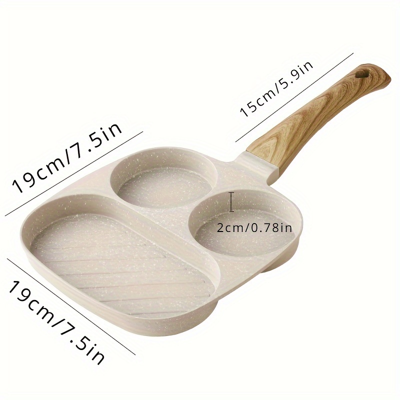 Non-Stick Aluminum Skillet, Multi-Section Compartment Egg Pancake Pan with Rust-Resistant Handle, Perfect for Kitchen