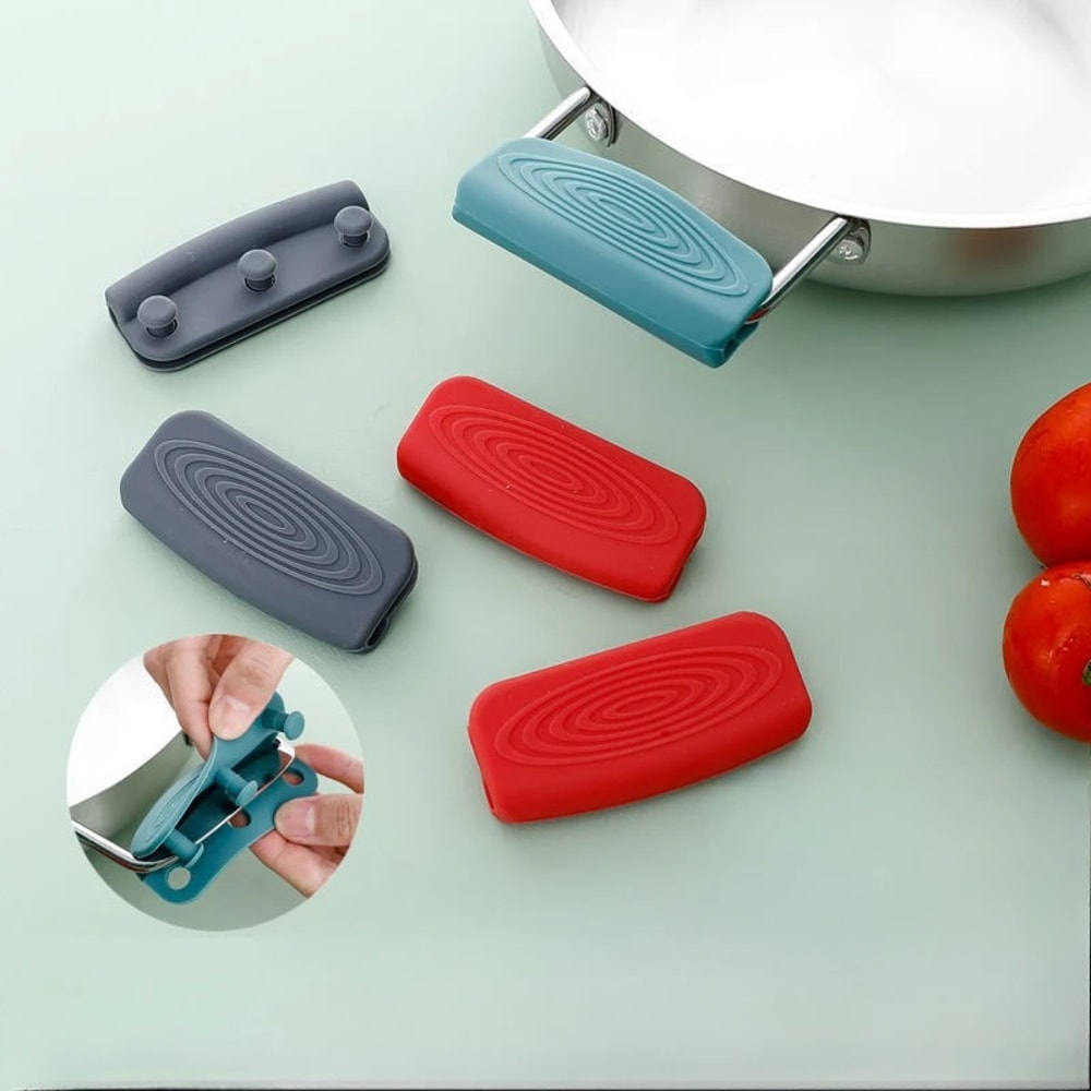 Silicone Pan Handle Cover Auto Lock Heat Resistant Clip For Cast Iron Skillet Pot Anti Scald Cookin 2