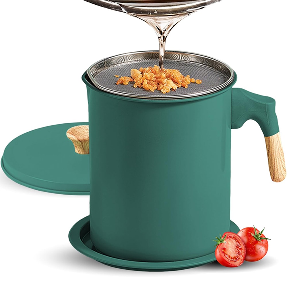 Bacon Grease Container With Strainer Stainless Steel Oil Filter Pot Cooking Oil Storage Pot With St 8