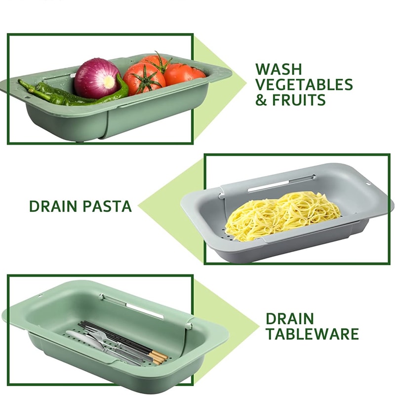 Home Colander Over the Sink, Kitchen Sink Strainer Basket, Collapsible Colander for Vegetables Fruits Pasta