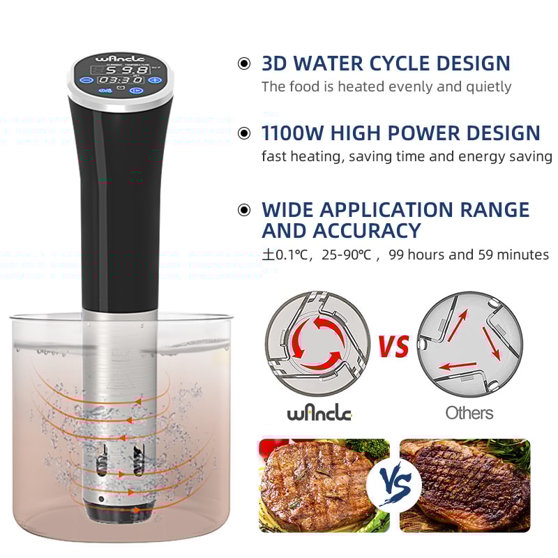 Sous Vide Cooker LCD Touch Immersion Circulator Accurate Cooking Waterproof Vacuum Cooker With Digi 2