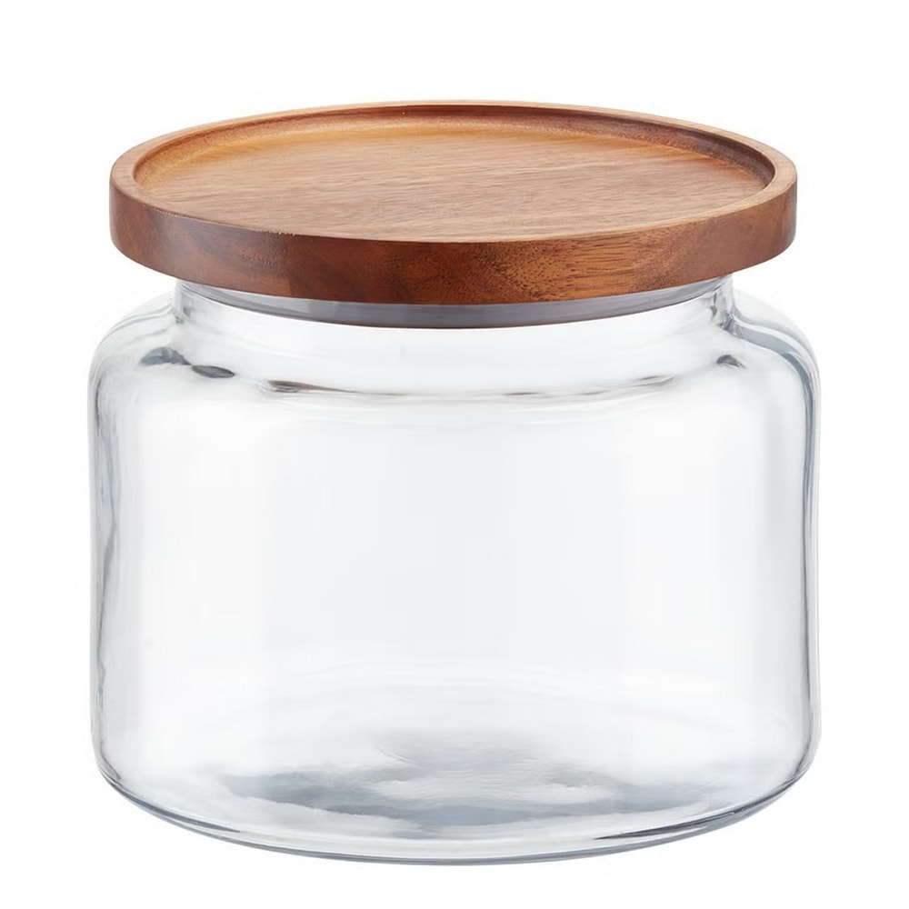Montana Glass Canisters with Acacia Wood Lids, Airtight Storage for Flour, Sugar, Coffee, Tea, Dishwasher Safe, Natural