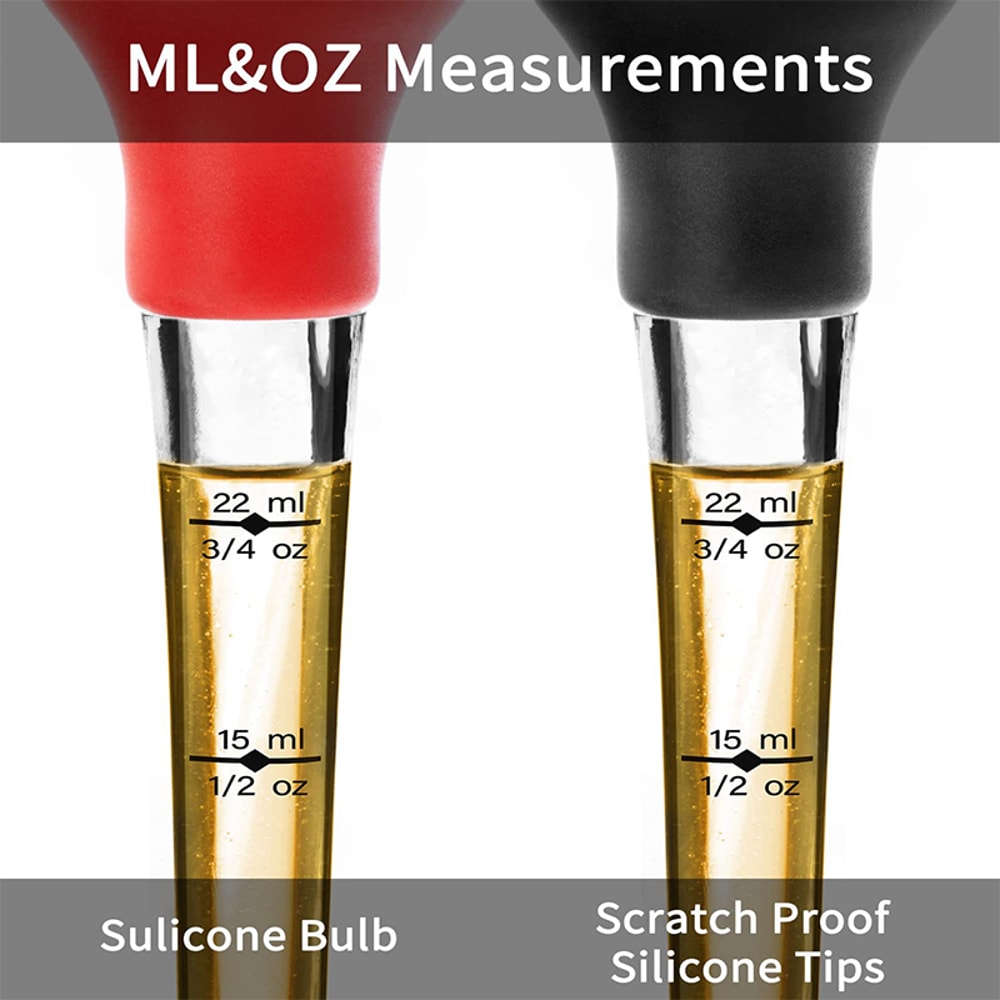 Stainless Steel Turkey Baster with Barbecue Basting Brush, Kitchen Meat Injector Syringe for Perfectly Flavored Meats