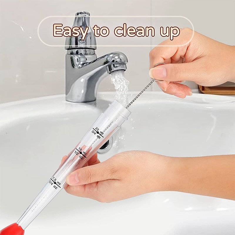 Stainless Steel Turkey Baster with Barbecue Basting Brush, Kitchen Meat Injector Syringe for Perfectly Flavored Meats