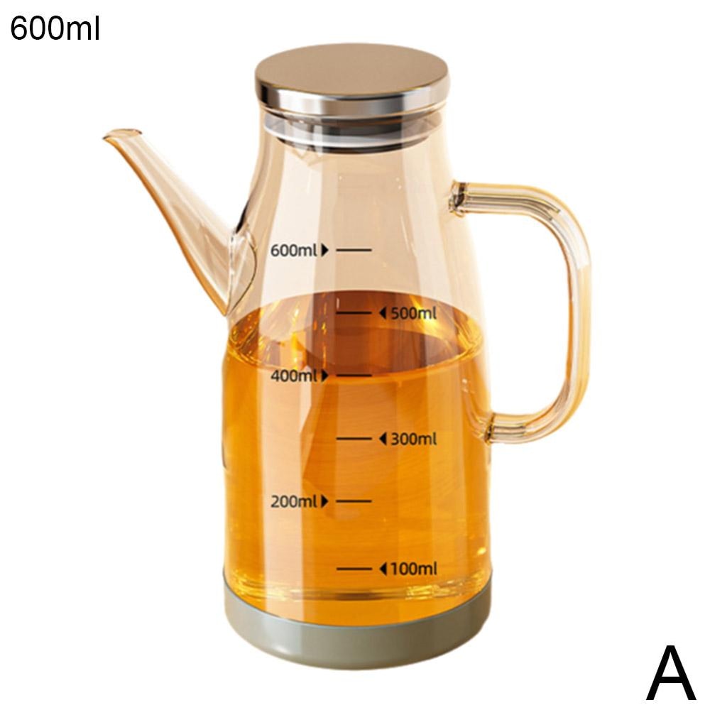 Glass Oil Pot, Kitchen Household Seasoning Bottle, Stainless Steel Hanging Oil Tank, Glass Oil Container for Easy