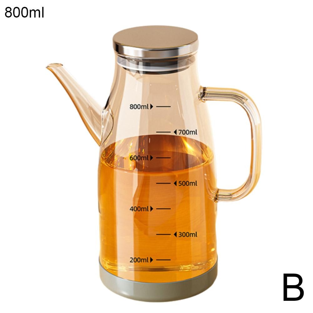Glass Oil Pot, Kitchen Household Seasoning Bottle, Stainless Steel Hanging Oil Tank, Glass Oil Container for Easy