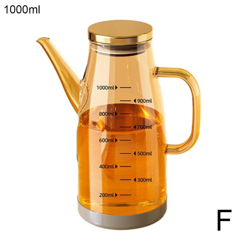 Glass Oil Pot, Kitchen Household Seasoning Bottle, Stainless Steel Hanging Oil Tank, Glass Oil Container for Easy