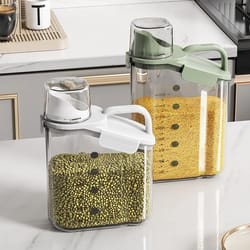 grain storage tank, cereal storage box with measuring cup, food bean grain sealed jar, kitchen dispenser storage bottle