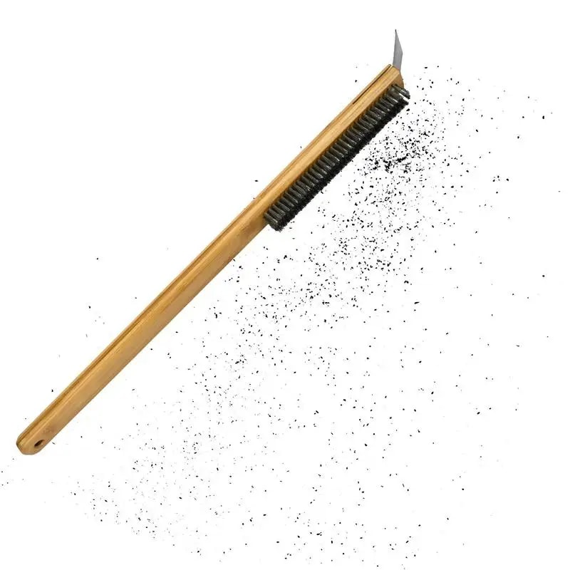 Long Handle Pizza Oven Brush Scraper, Home Grill Tool Cleaning Brush, Stainless Steel Scraper, Pizza Oven Brush Scraper