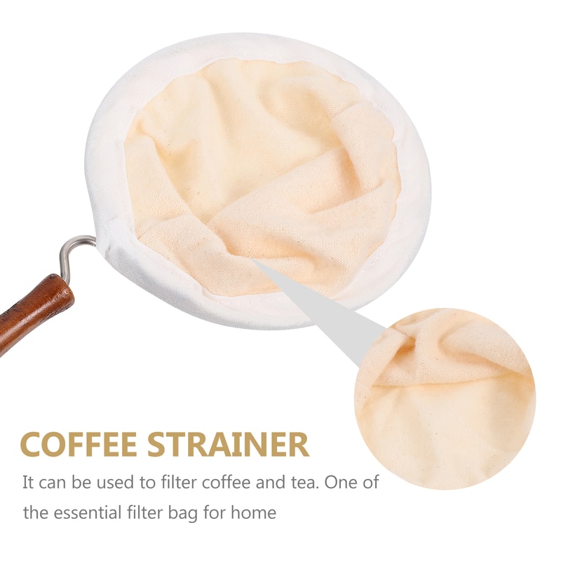 Reusable Coffee Filter Bag With Steel Ring Flannel Cloth Wood Handle Tea Strainer Pouch Kitchen Bre 4