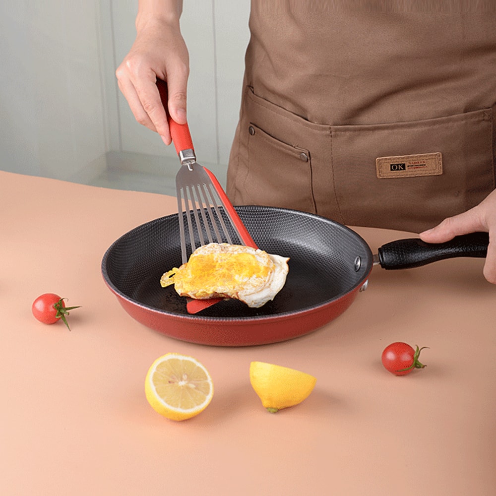 Stainless Steel Fish Frying Spatula, Edge-Wrapped Fish Flipping Spatula, Silicone Spatula for Steak Frying and Kitchen