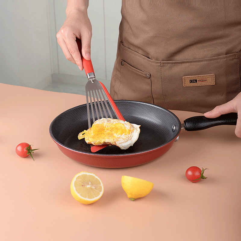 Stainless Steel Fish Frying Spatula, Edge-Wrapped Fish Flipping Spatula, Silicone Spatula for Steak Frying and Kitchen