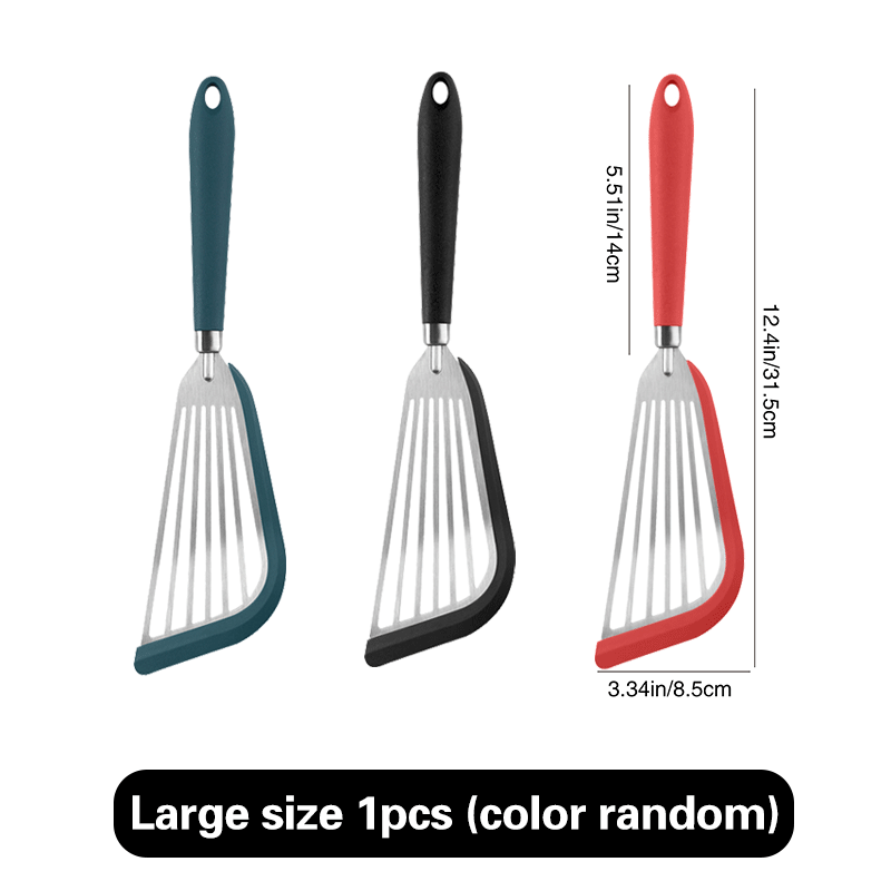 Stainless Steel Fish Frying Spatula, Edge-Wrapped Fish Flipping Spatula, Silicone Spatula for Steak Frying and Kitchen