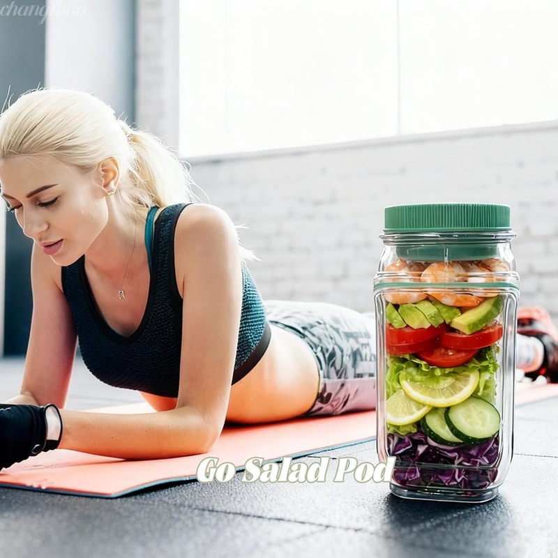 The Original Salad Pod LeakProof Portable Pod Jar Salad Jar With Side Opening Dressing Cup Perfect 3