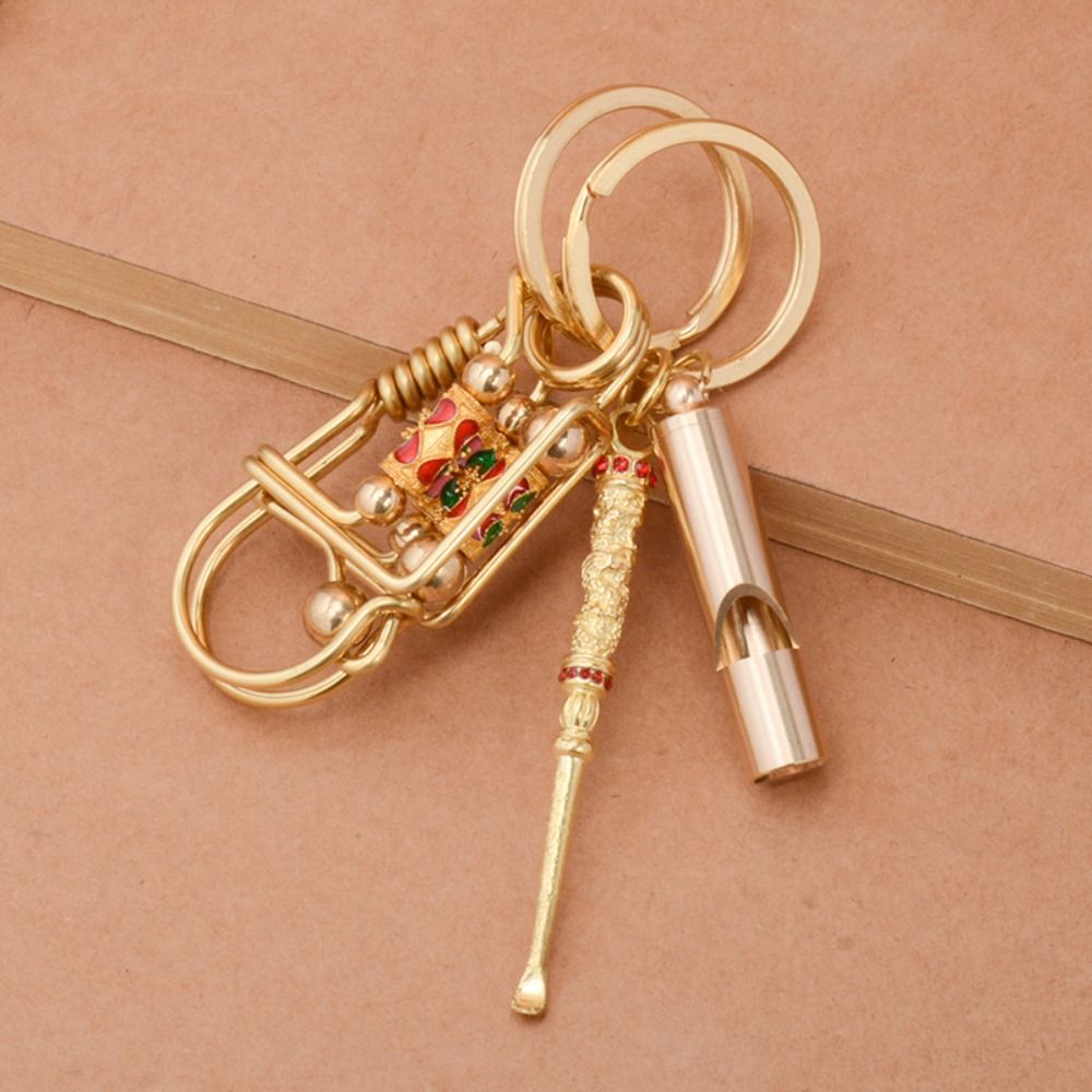 Portable Handmade Brass Keychain Birdie Keyring Creative Car Buckle Wire Winding Keyring Waist Pend 0