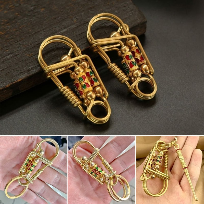 Portable Handmade Brass Keychain Birdie Keyring Creative Car Buckle Wire Winding Keyring Waist Pend 2