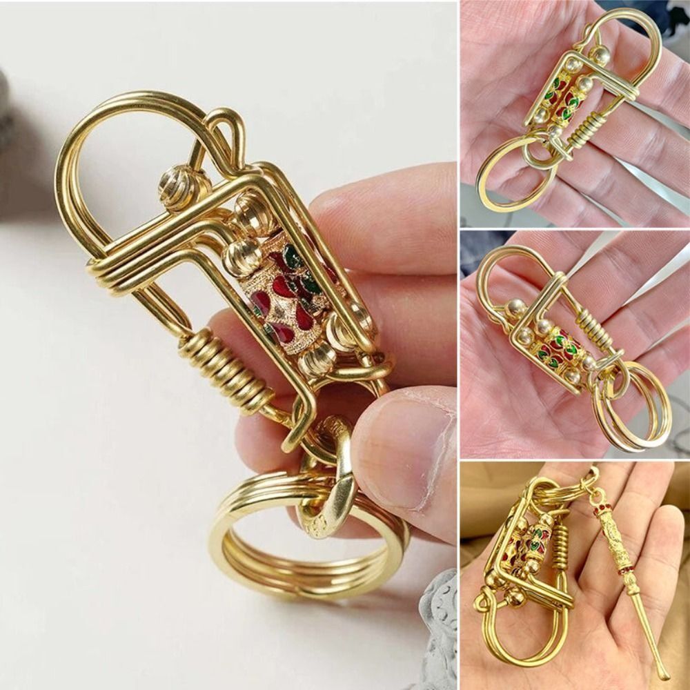 Portable Handmade Brass Keychain Birdie Keyring Creative Car Buckle Wire Winding Keyring Waist Pend 4