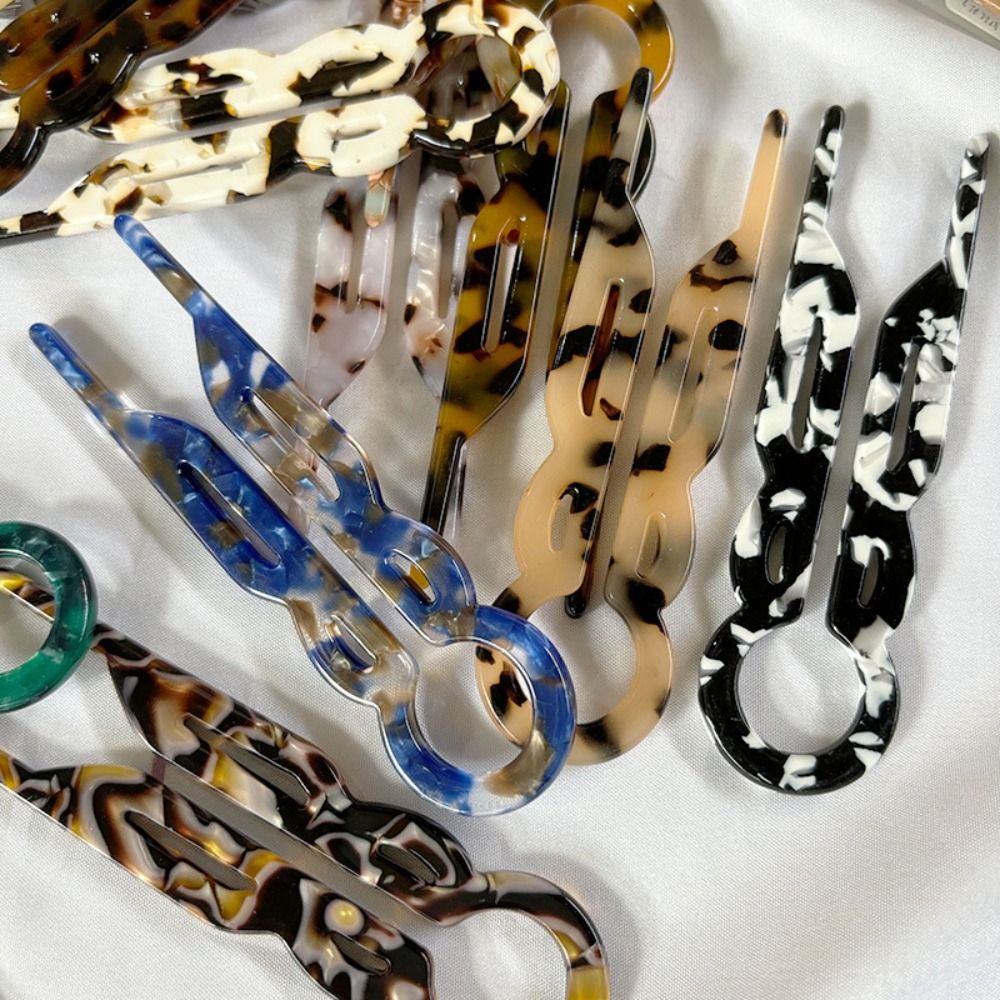 Fashion Design Hair Bun U-Shaped Hair Sticks, Acetate Clip Hairpins, Sweet Hair Accessories for Women, Meatball Head