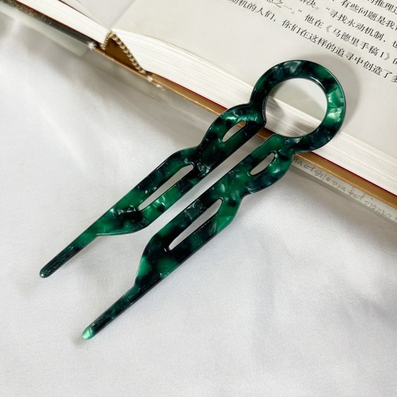 Fashion Design Hair Bun U-Shaped Hair Sticks, Acetate Clip Hairpins, Sweet Hair Accessories for Women, Meatball Head