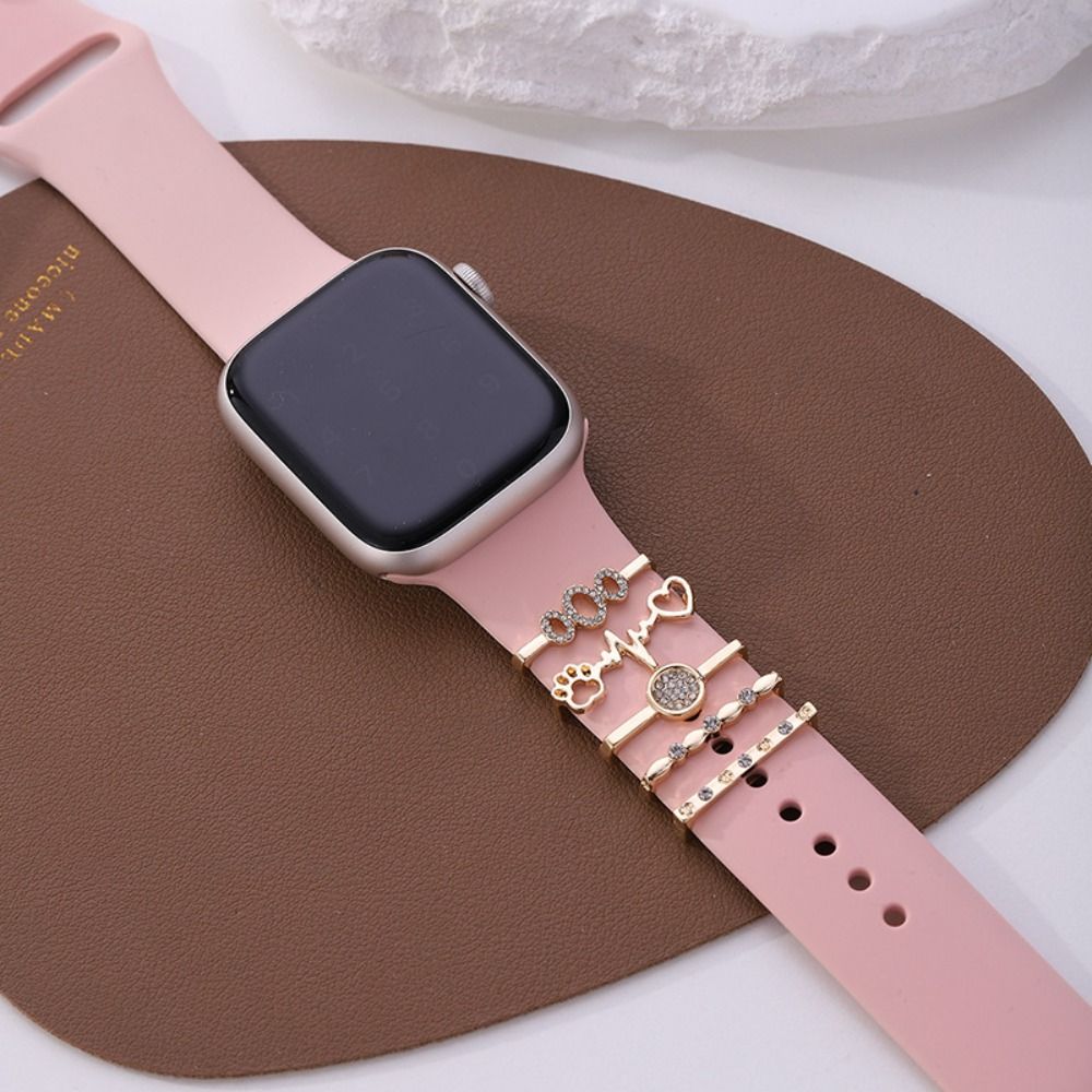 Metal Charms Watch Band Decoration Ring Apple Diamond Ornament For IWatch Bracelet Silicone Strap J