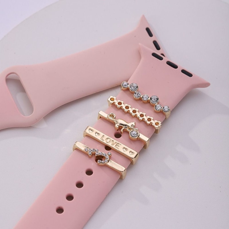 Metal Charms Watch Band Decoration Ring Apple Diamond Ornament For IWatch Bracelet Silicone Strap J