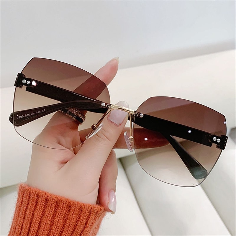 New Vintage Ladies Eyeglasses Summer Women Shades Gradient Rimless Sunglasses Frameless Sun Glasses 1