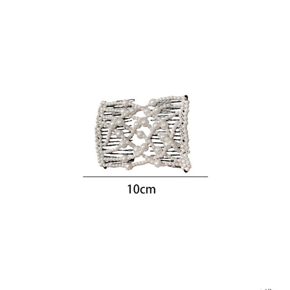 Plastic Pearl Elastic Hairpin Butterfly Fancy Clip Double Side Bun Rhombus Combs Hair Styling Tool 5