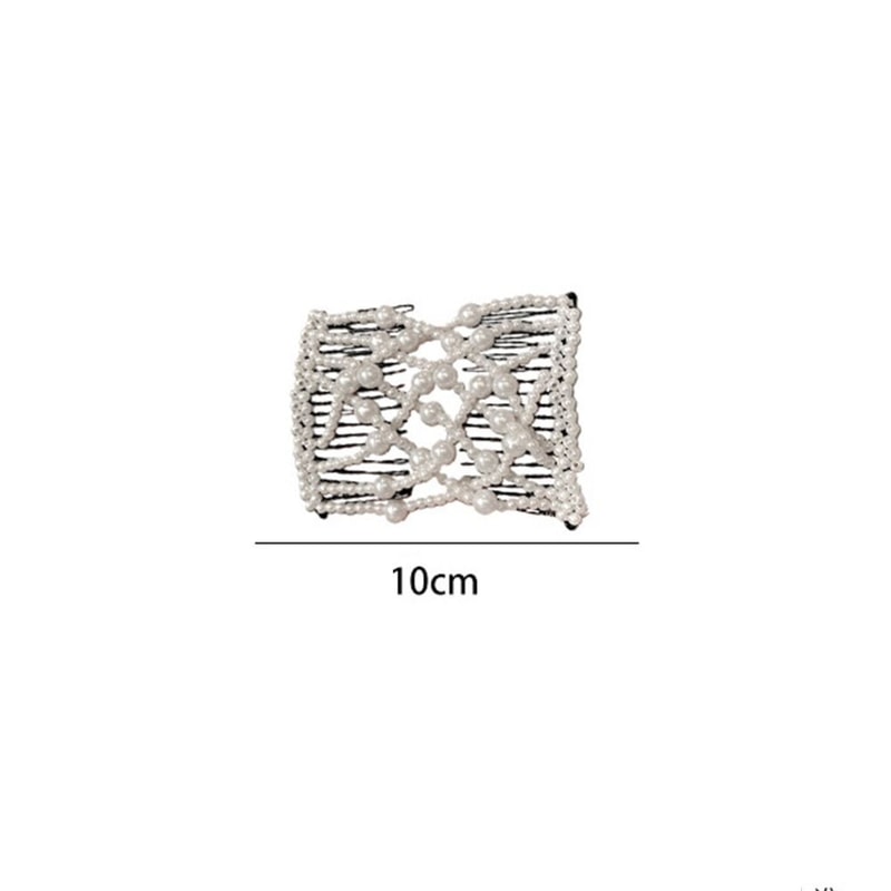 Plastic Pearl Elastic Hairpin Butterfly Fancy Clip Double Side Bun Rhombus Combs Hair Styling Tool 5