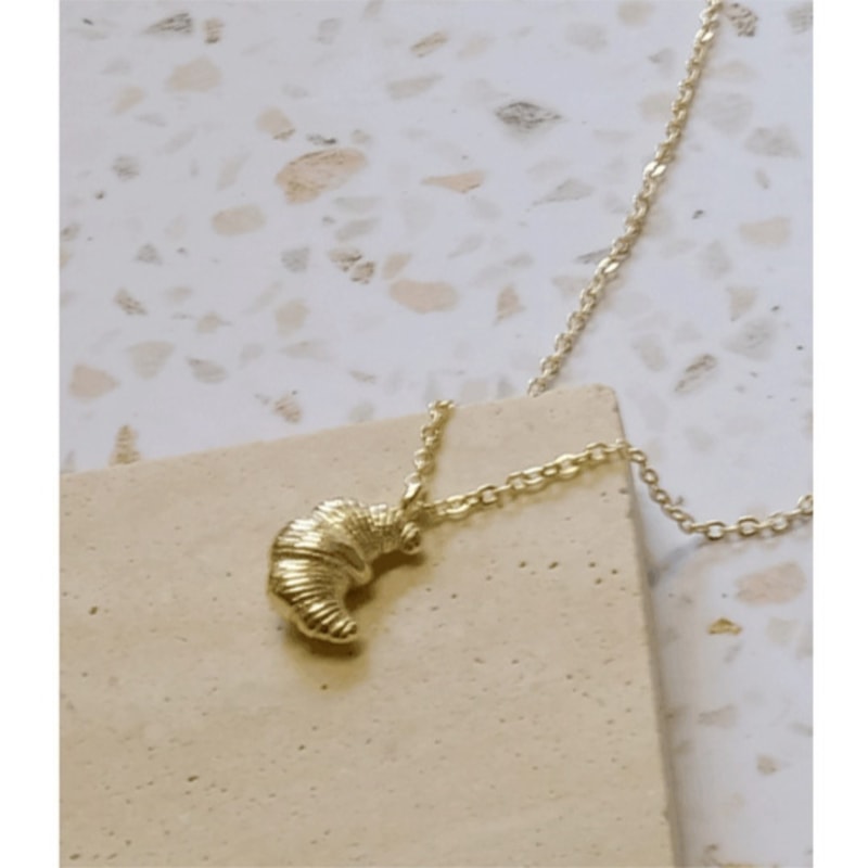Copper Croissant Shape Necklace, Simplicity Geometric Shape Choker, Gold Color Friendship Pendant Chain