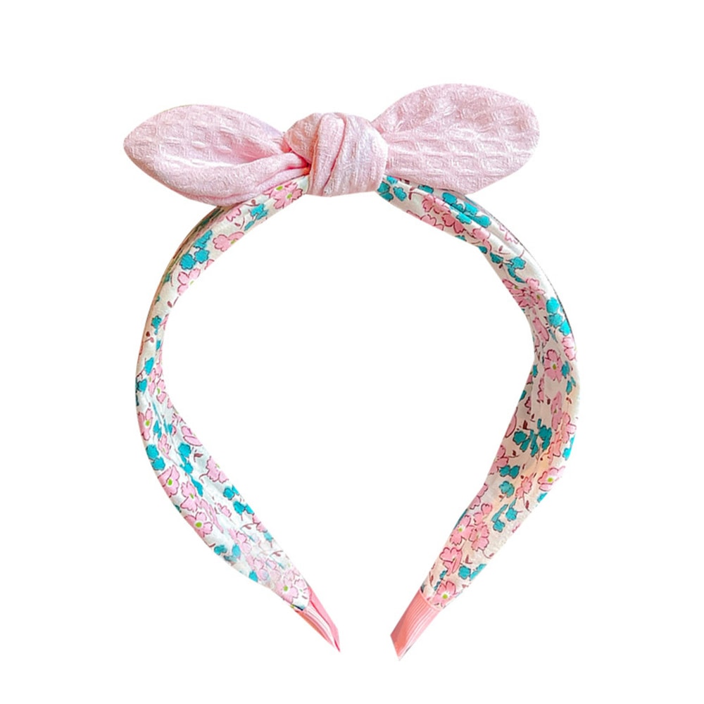 Summer Style Rabbit Ears Headband, Bowknot Hair Hoop for Girls, Cute Fabric Wide Band, Adorable Kids Accessory for Daily