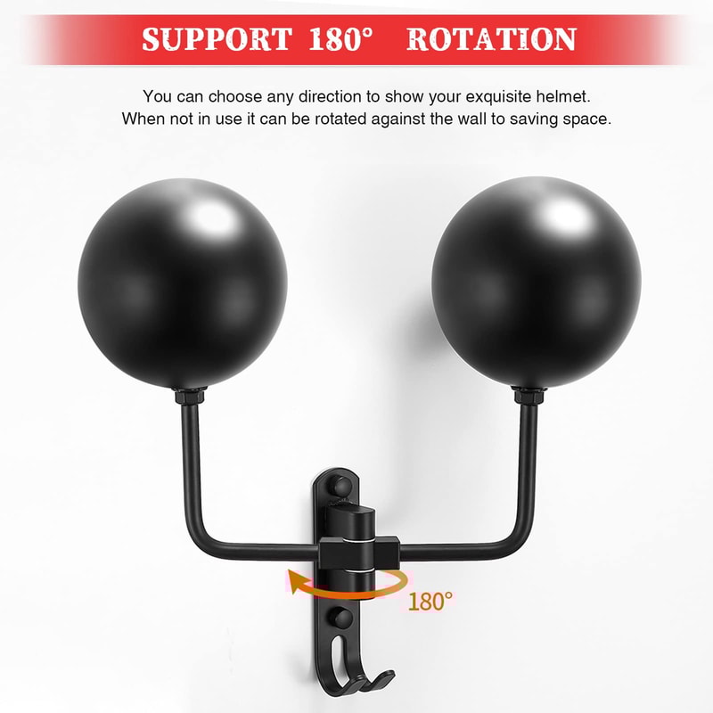 Motorcycle Helmet Rack Wall Mount Rotation Helmet Holder With Hooks Ideal For Coats Caps Bike Rugby 2