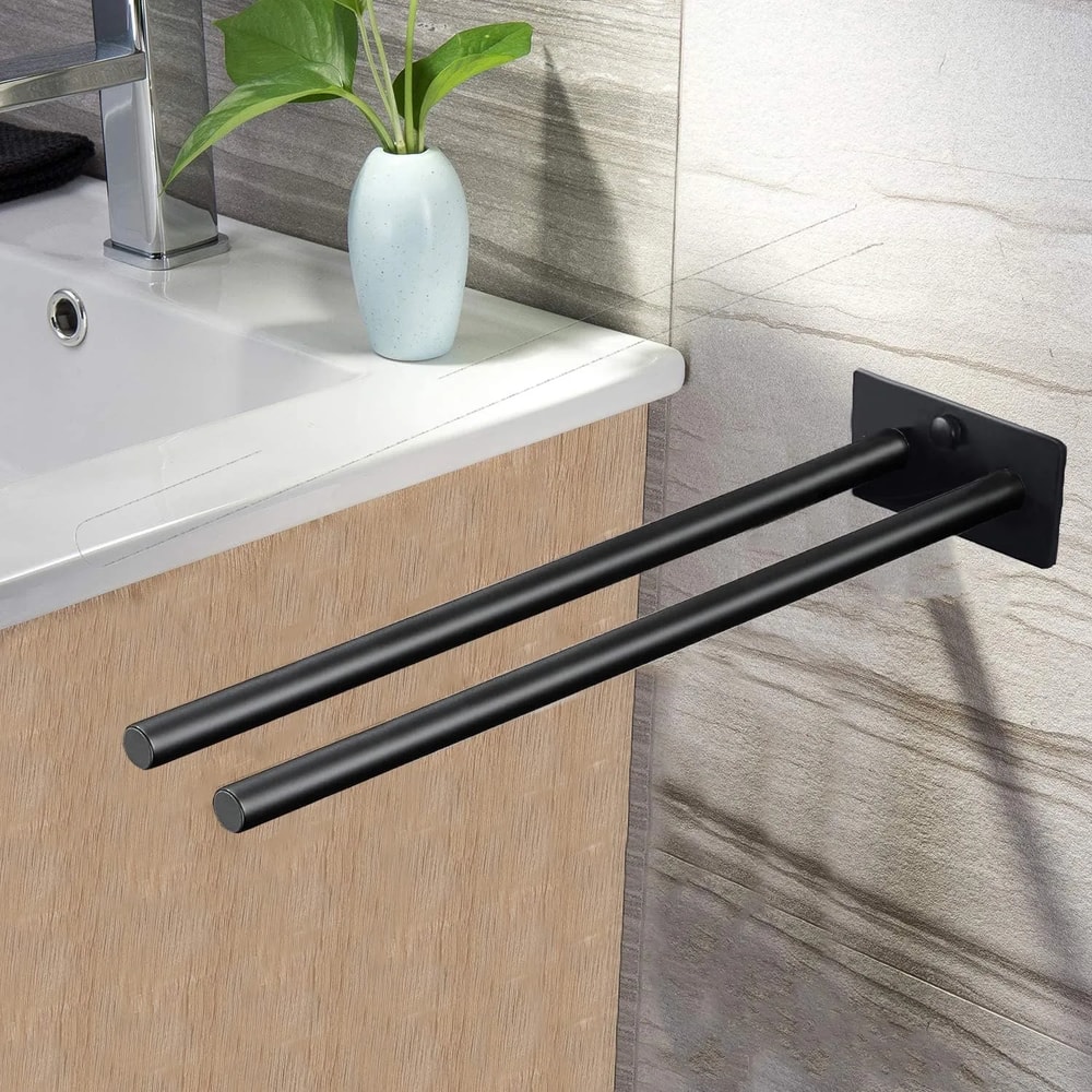 Stainless Steel Towel Holder Wall Mounted Bathroom Towel Rack Double Bar Clothes Shelf Holder Bathr 2