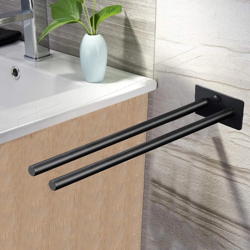 Stainless Steel Towel Holder Wall Mounted Bathroom Towel Rack Double Bar Clothes Shelf Holder Bathr 2