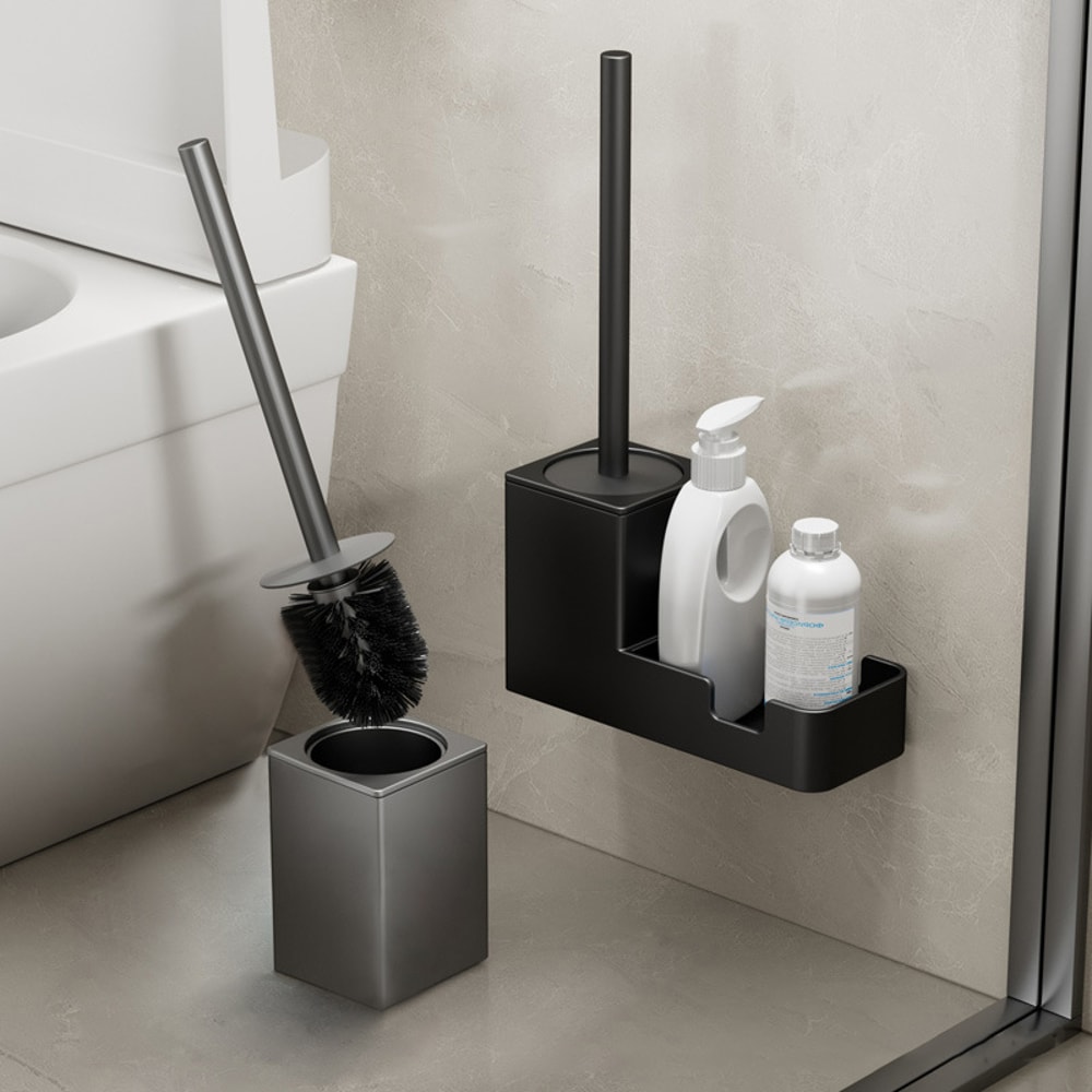 Toilet Brush Holder Wallmounted No Drilling Toilet Bowl Brush And Holder Space Aluminum Bathroom Cl 0