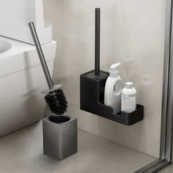 toilet brush holder wall-mounted no drilling, toilet bowl brush and holder, space aluminum bathroom cleaning tools