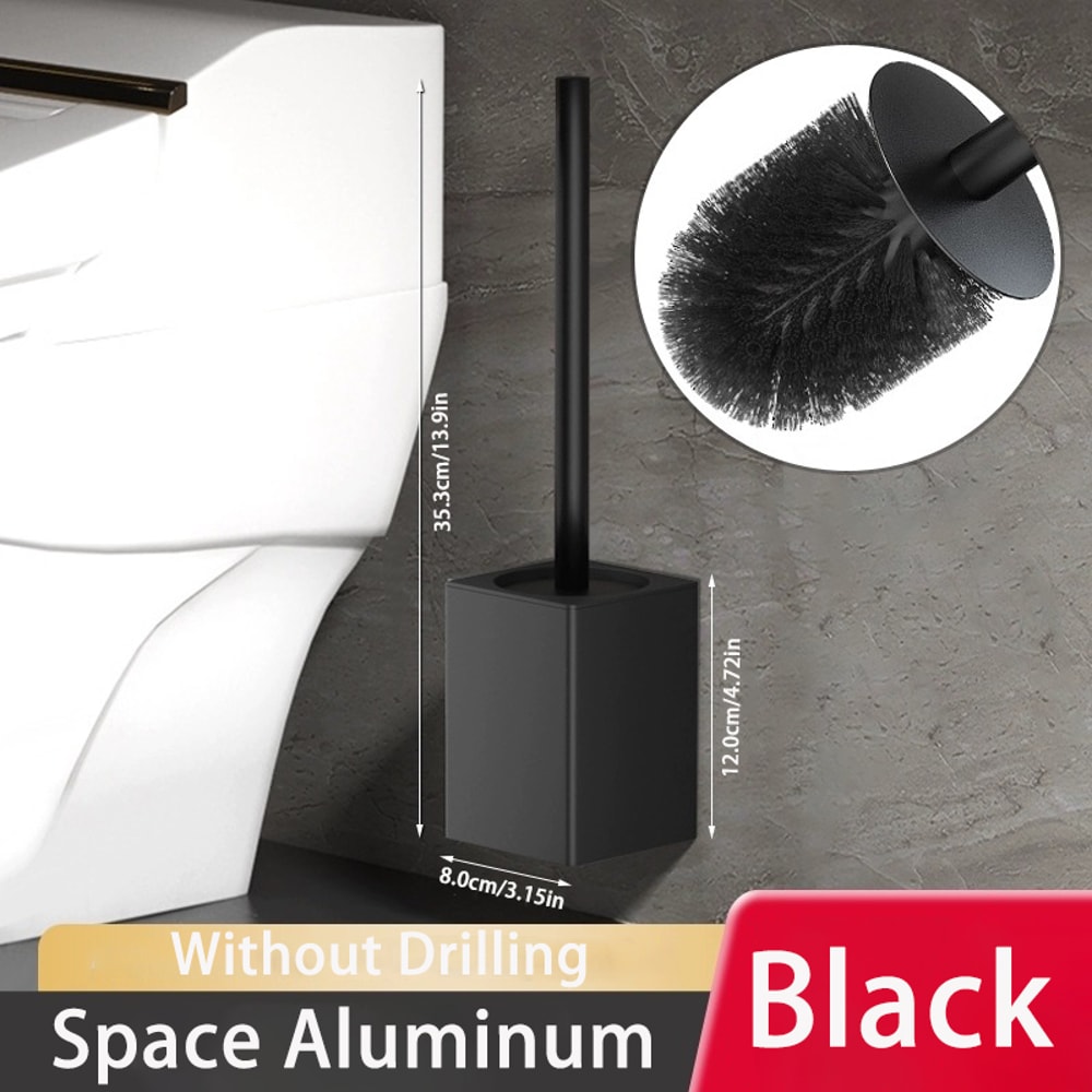 Toilet Brush Holder Wallmounted No Drilling Toilet Bowl Brush And Holder Space Aluminum Bathroom Cl 6