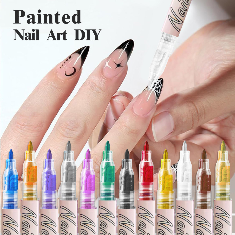 Colors Acrylic Paint Pen Set, Nail Point Graffiti Dotting Pen, Drawing Painting Markers for DIY Nail Art, Manicure Tools