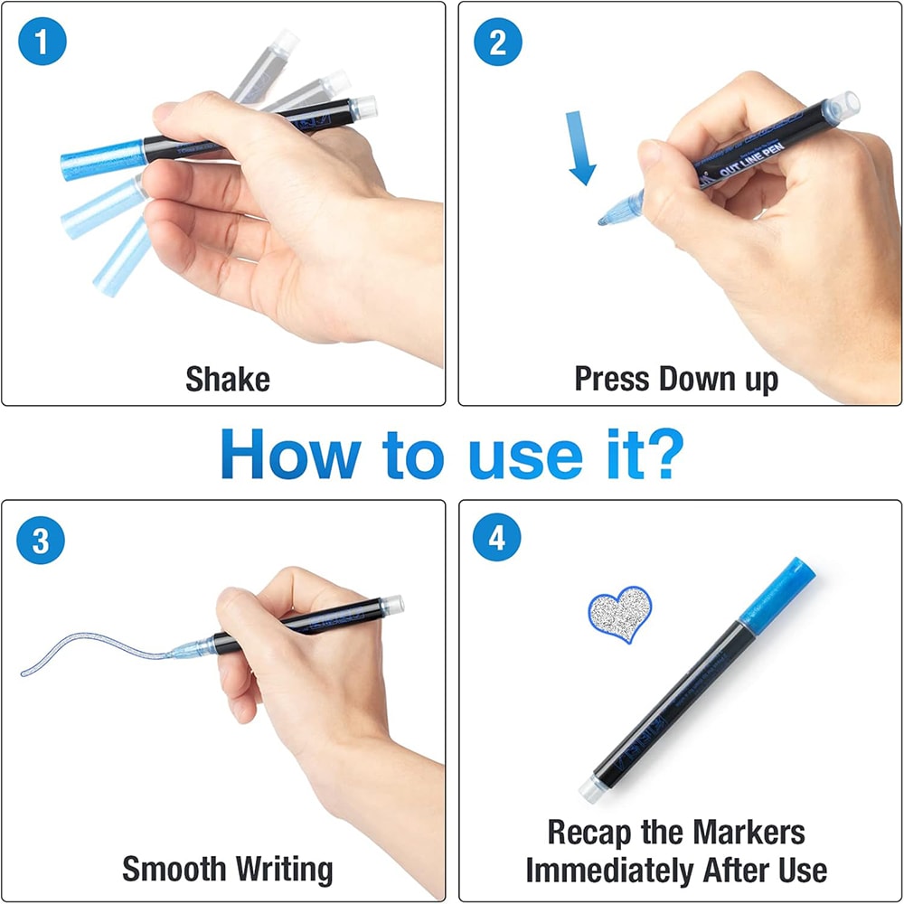 DIY Graffiti Outline Marker Pen Double Line Art Pen Highlighter For Scrapbook Poster And Card Desig