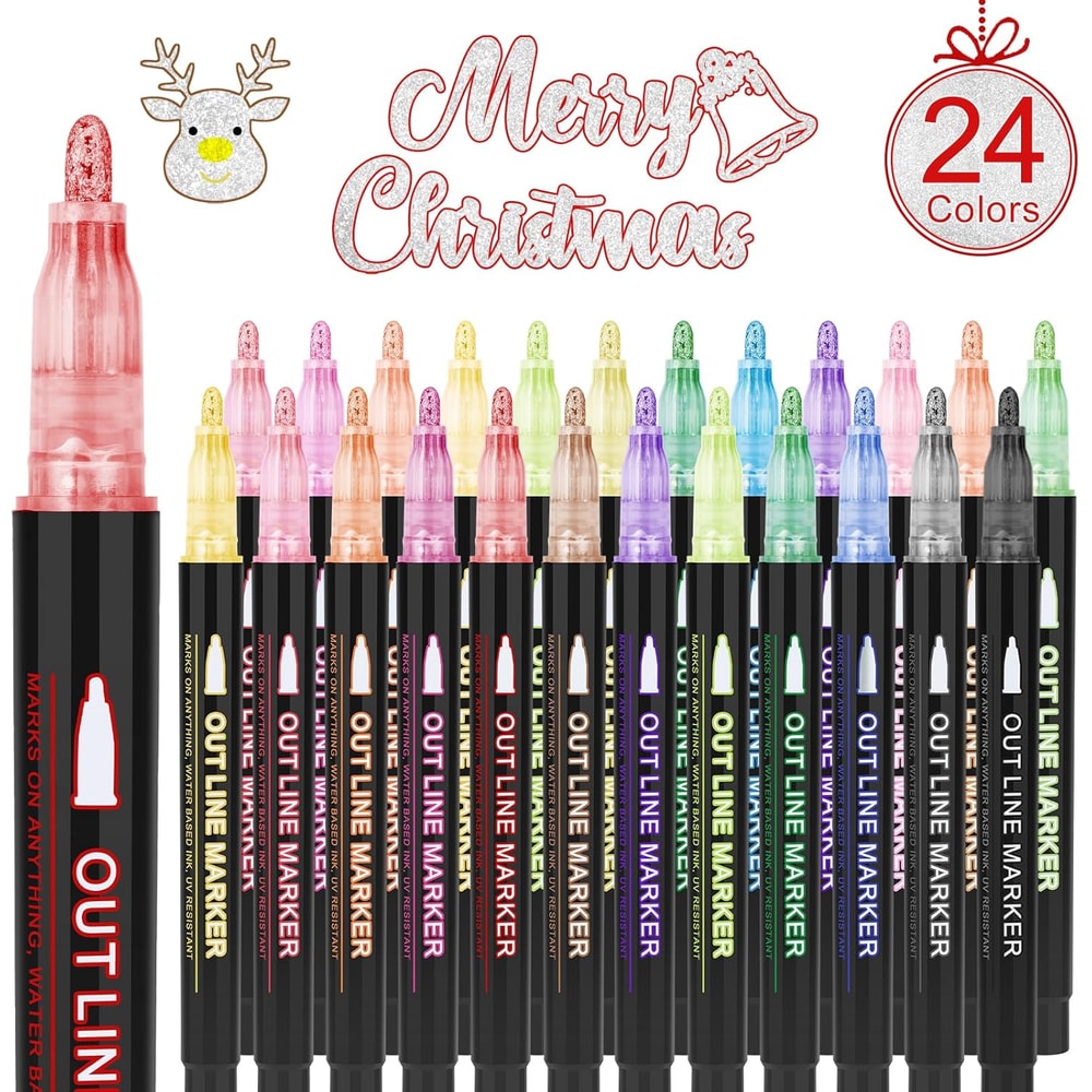 DIY Graffiti Outline Marker Pen Double Line Art Pen Highlighter For Scrapbook Poster And Card Desig