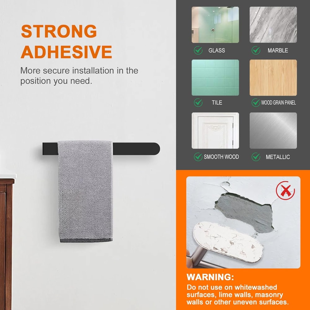 Adhesive Hand Towel Holder Wall Mounted Stainless Steel Towel Bar Kitchen Towel Hanger For Bathroom 4