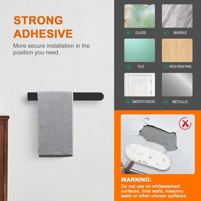 Adhesive Hand Towel Holder Wall Mounted Stainless Steel Towel Bar Kitchen Towel Hanger For Bathroom 4