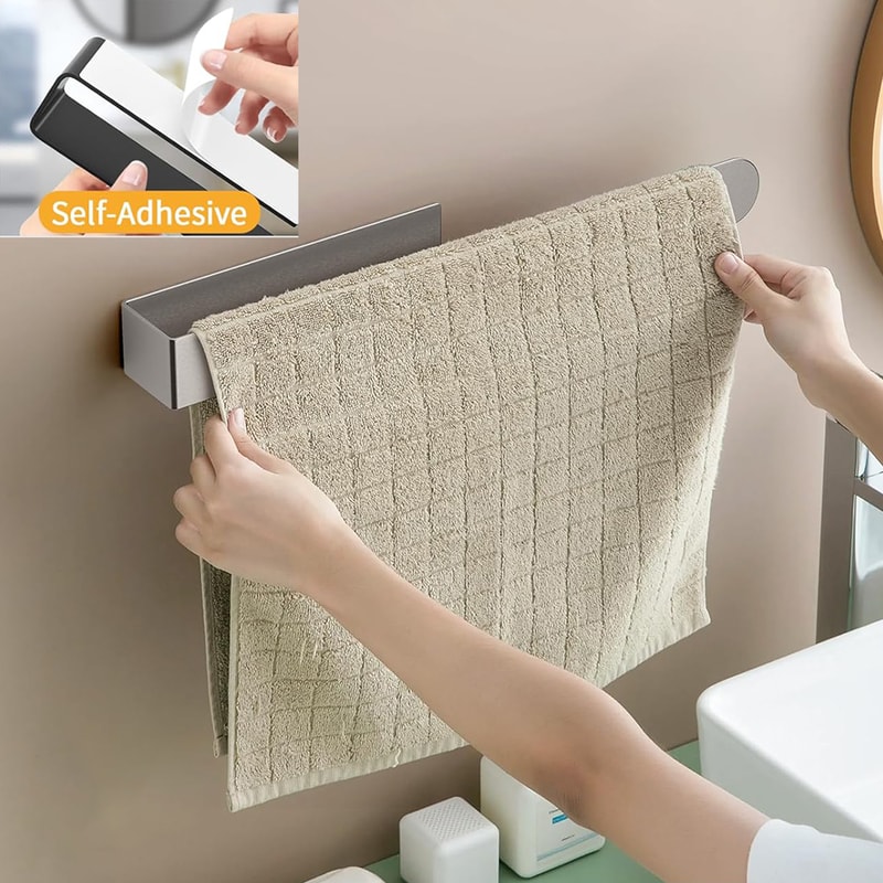 Adhesive Hand Towel Holder Wall Mounted Stainless Steel Towel Bar Kitchen Towel Hanger For Bathroom 6